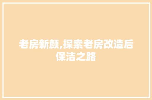 老房新颜,探索老房改造后保洁之路
