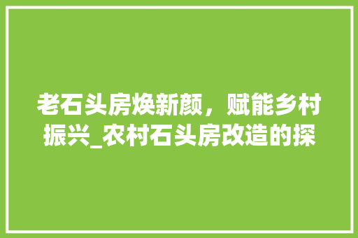 老石头房焕新颜，赋能乡村振兴_农村石头房改造的探索与方法