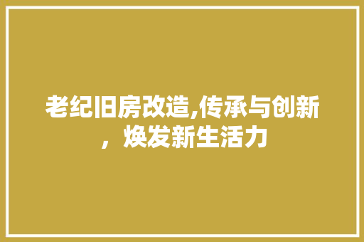 老纪旧房改造,传承与创新，焕发新生活力