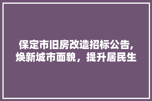 保定市旧房改造招标公告,焕新城市面貌，提升居民生活品质