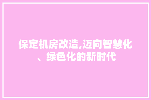 保定机房改造,迈向智慧化、绿色化的新时代