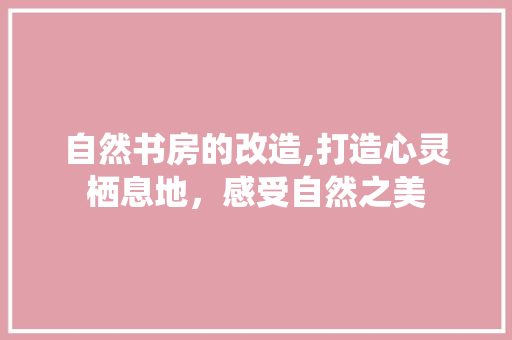 自然书房的改造,打造心灵栖息地，感受自然之美