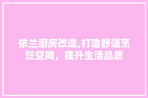 依兰厨房改造,打造舒适烹饪空间，提升生活品质