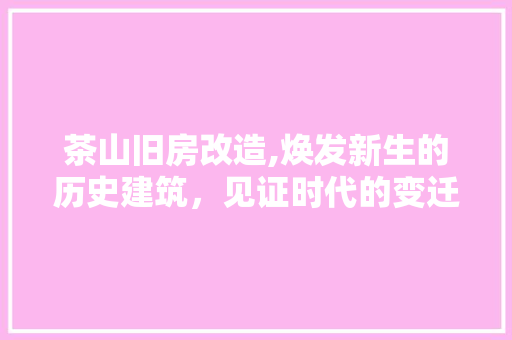 茶山旧房改造,焕发新生的历史建筑，见证时代的变迁