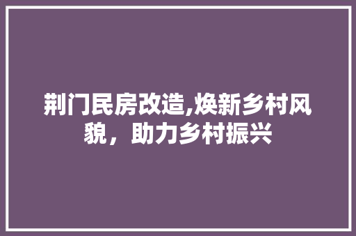 荆门民房改造,焕新乡村风貌，助力乡村振兴