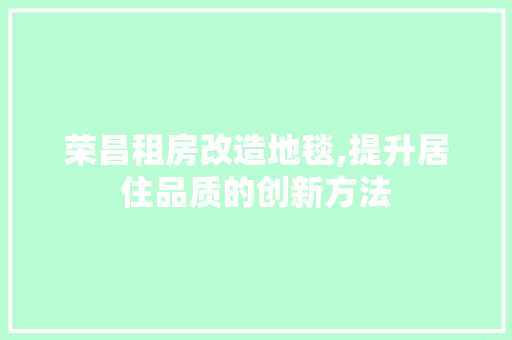 荣昌租房改造地毯,提升居住品质的创新方法