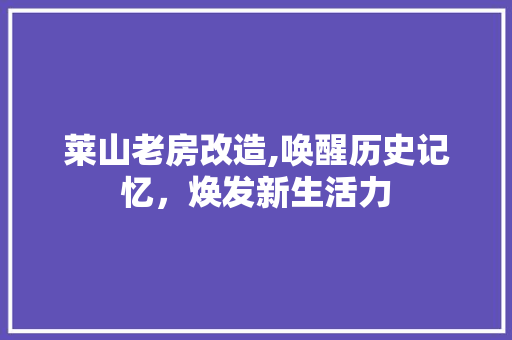 莱山老房改造,唤醒历史记忆，焕发新生活力