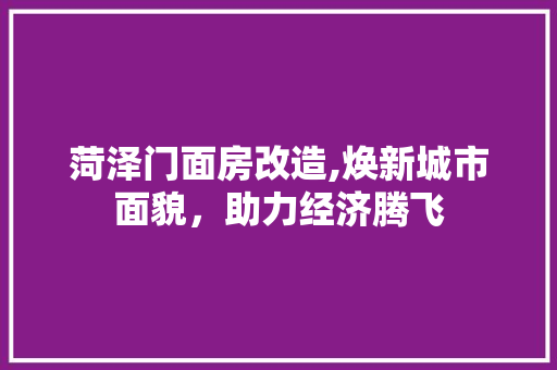菏泽门面房改造,焕新城市面貌，助力经济腾飞