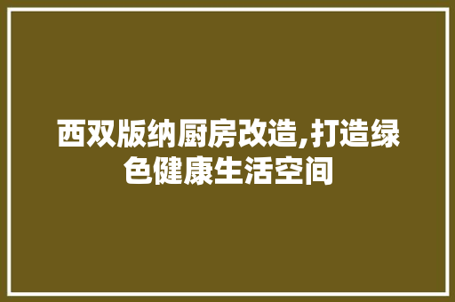 西双版纳厨房改造,打造绿色健康生活空间