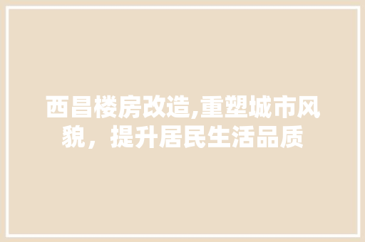 西昌楼房改造,重塑城市风貌，提升居民生活品质