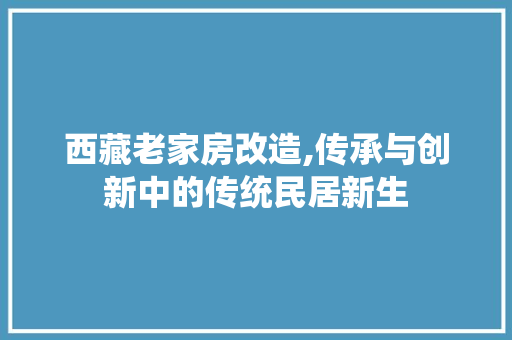 西藏老家房改造,传承与创新中的传统民居新生