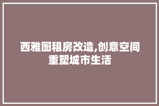 西雅图租房改造,创意空间重塑城市生活