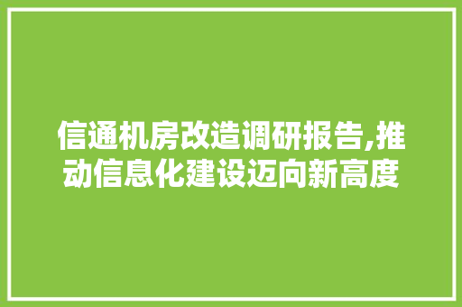 信通机房改造调研报告,推动信息化建设迈向新高度