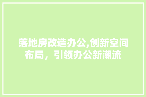 落地房改造办公,创新空间布局，引领办公新潮流