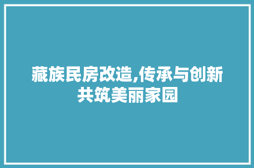 藏族民房改造,传承与创新共筑美丽家园