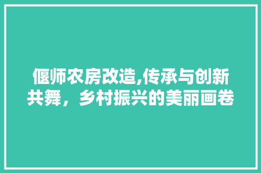 偃师农房改造,传承与创新共舞，乡村振兴的美丽画卷