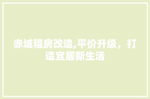 赤城租房改造,平价升级，打造宜居新生活