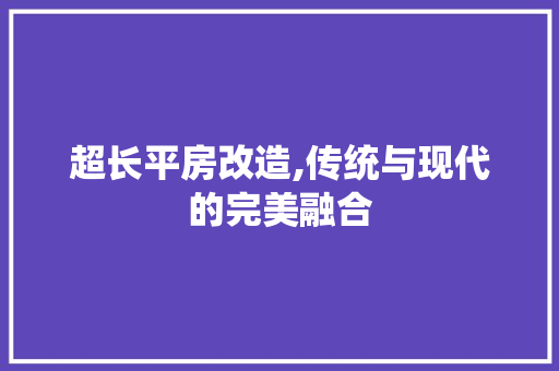 超长平房改造,传统与现代的完美融合