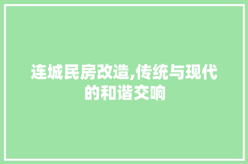 连城民房改造,传统与现代的和谐交响 地面装修