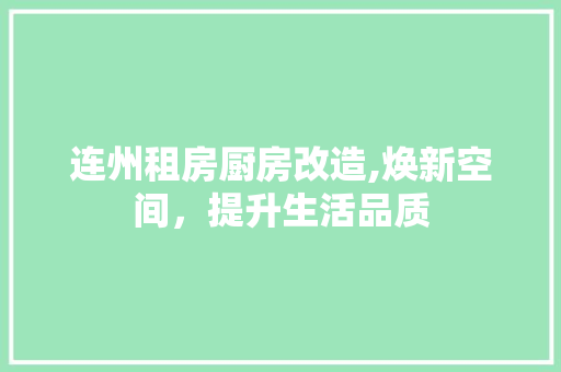 连州租房厨房改造,焕新空间，提升生活品质