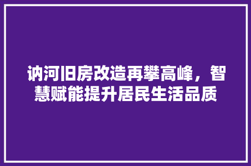 讷河旧房改造再攀高峰，智慧赋能提升居民生活品质