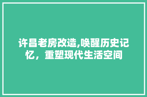 许昌老房改造,唤醒历史记忆，重塑现代生活空间