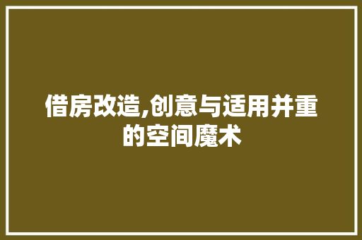 借房改造,创意与适用并重的空间魔术
