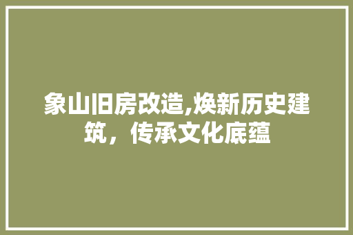 象山旧房改造,焕新历史建筑，传承文化底蕴