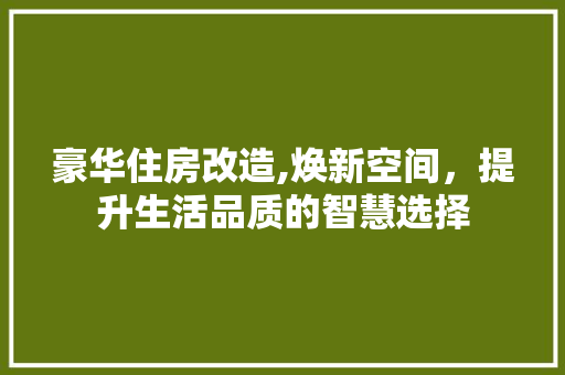 豪华住房改造,焕新空间，提升生活品质的智慧选择