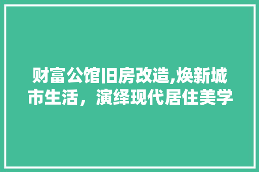 财富公馆旧房改造,焕新城市生活，演绎现代居住美学