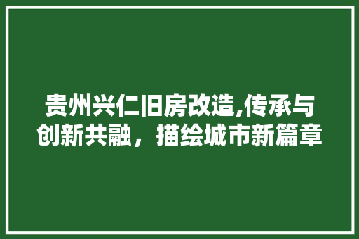 贵州兴仁旧房改造,传承与创新共融，描绘城市新篇章