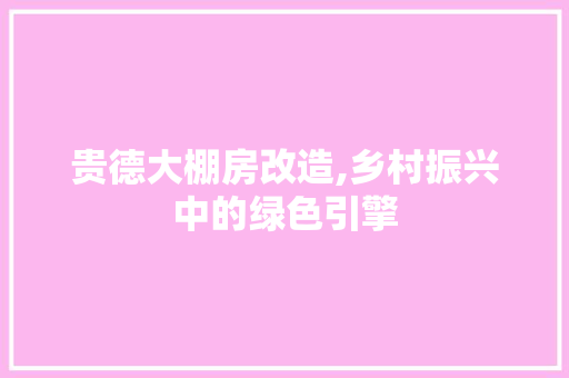 贵德大棚房改造,乡村振兴中的绿色引擎