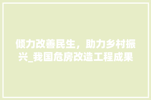倾力改善民生，助力乡村振兴_我国危房改造工程成果显著