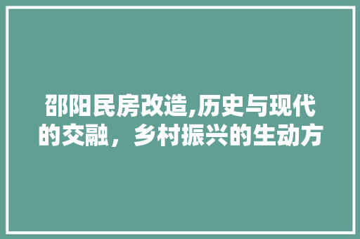 邵阳民房改造,历史与现代的交融，乡村振兴的生动方法