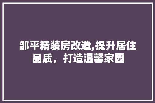 邹平精装房改造,提升居住品质，打造温馨家园
