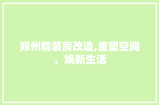 郑州精装房改造,重塑空间，焕新生活