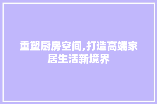 重塑厨房空间,打造高端家居生活新境界