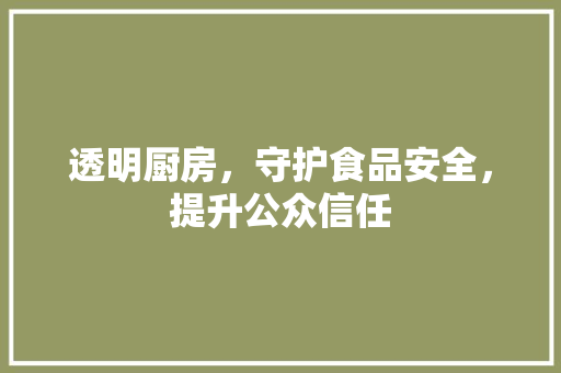 透明厨房，守护食品安全，提升公众信任