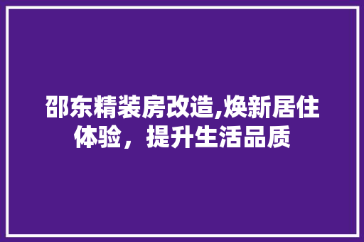 邵东精装房改造,焕新居住体验，提升生活品质
