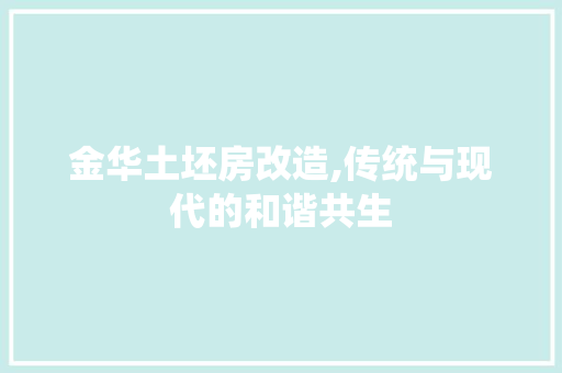 金华土坯房改造,传统与现代的和谐共生