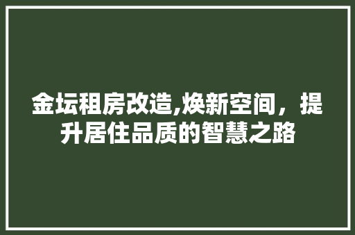 金坛租房改造,焕新空间，提升居住品质的智慧之路