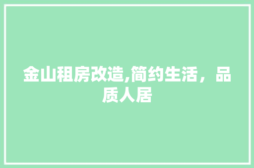 金山租房改造,简约生活，品质人居
