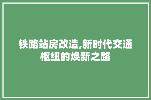 铁路站房改造,新时代交通枢纽的焕新之路