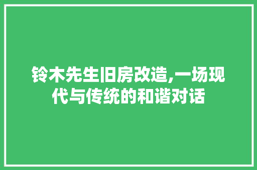 铃木先生旧房改造,一场现代与传统的和谐对话