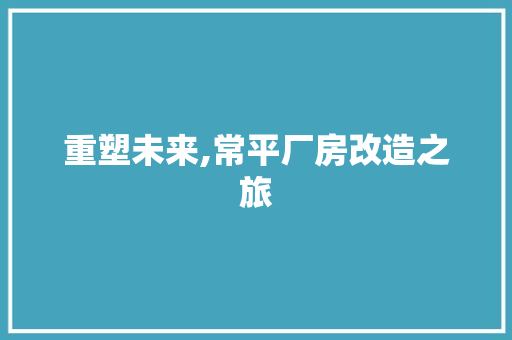重塑未来,常平厂房改造之旅