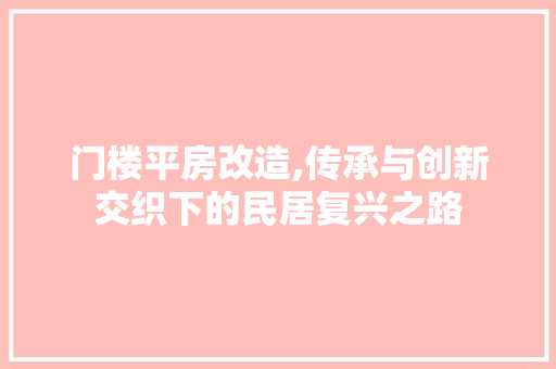 门楼平房改造,传承与创新交织下的民居复兴之路