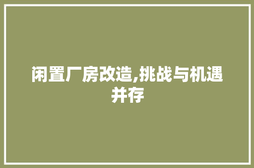 闲置厂房改造,挑战与机遇并存 墙面装饰