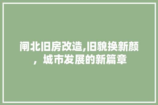 闸北旧房改造,旧貌换新颜，城市发展的新篇章