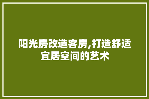阳光房改造客房,打造舒适宜居空间的艺术