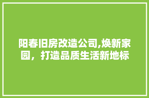 阳春旧房改造公司,焕新家园，打造品质生活新地标 墙面装饰